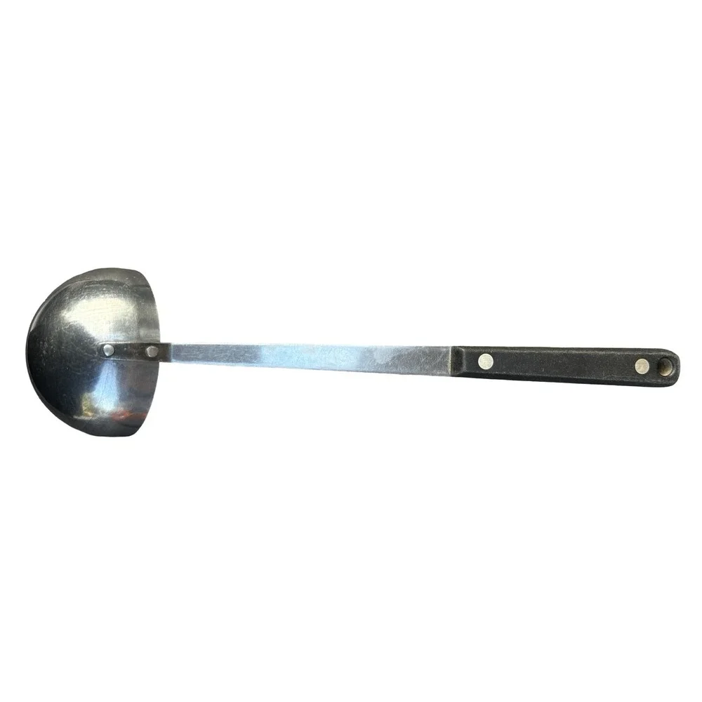 Ekco Flint Arrowhead Ladle Spoon Soup Chili Stainless Steel USA VTG Black Handle